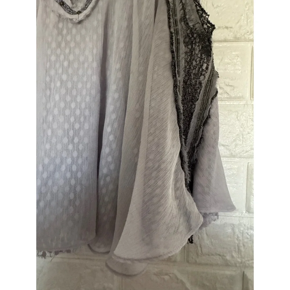 Free People Intimately Swiss Dot Lace Trim Babydoll Tank Top Lavender Purple S P